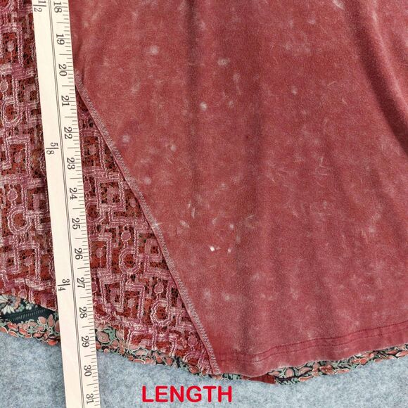 Gimmicks by BKE Boho Top Sz S Patchwork Crochet Paisley Lace Back Cutout - Picture 5 of 10